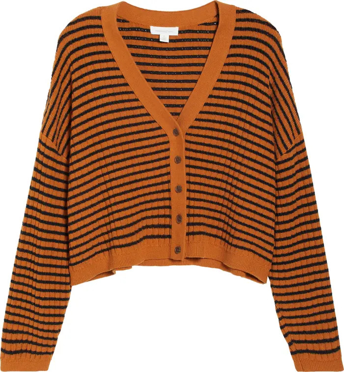 Stripe Cotton Blend Rib Cardigan | Nordstrom