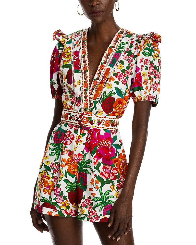 Farm Rio Cotton Flowerful Sketch Romper | Bloomingdale's (US)