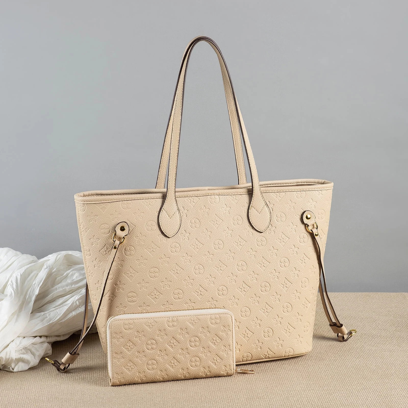 MilaKate Embossed Shoulder Handbags with Wallet for Women – Designer Inspired Tote Bags. Beige ... | Walmart (US)