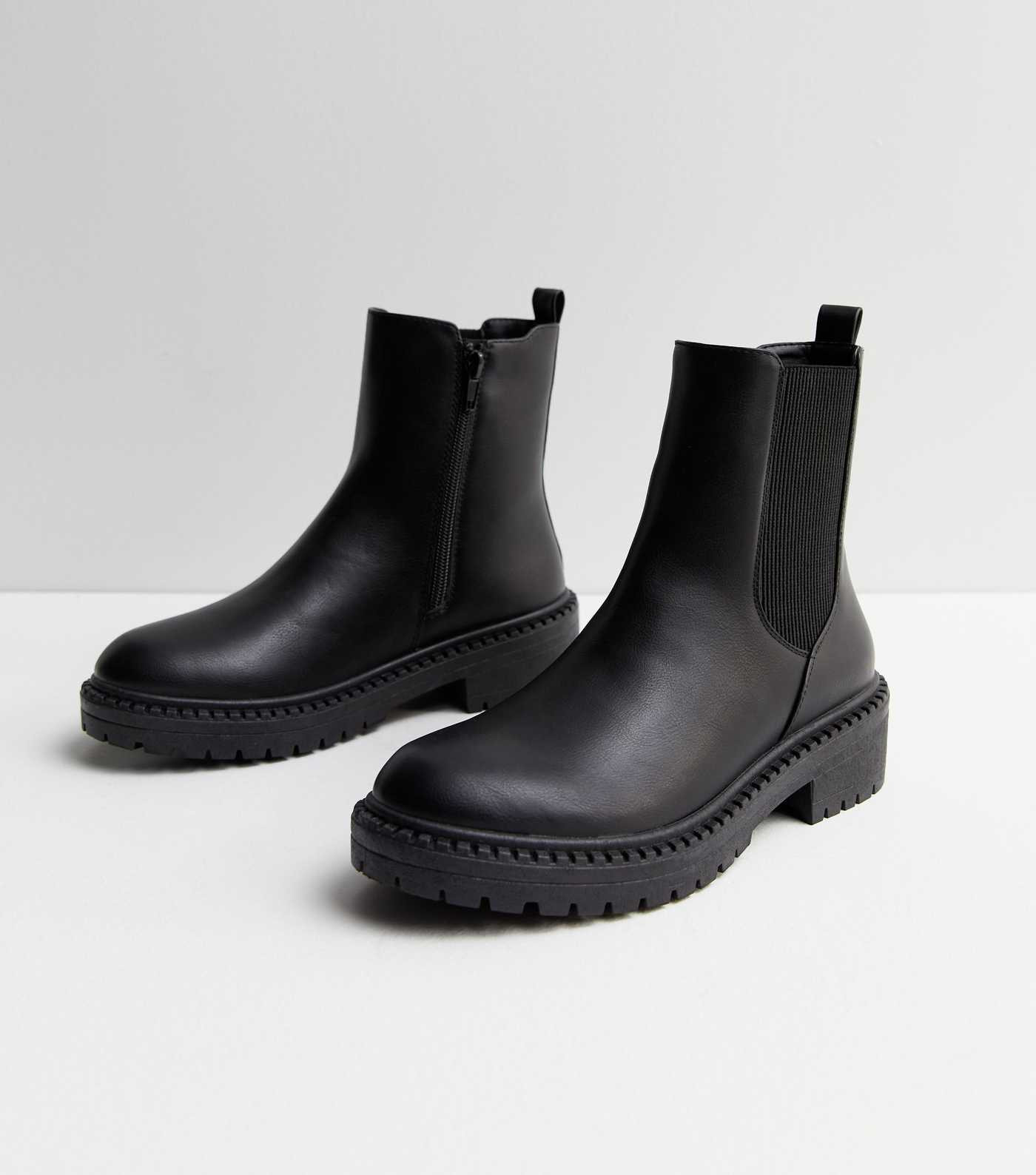 Black Leather-Look Chunky Chelsea Boots
						
						Add to Saved Items
						Remove from Saved I... | New Look (UK)