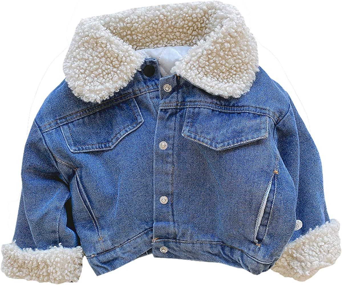 Infant Baby Toddler Girl Boy Winter Fashion Thick Sherpa Lined Denim Jacket Warm Jean Coat Outwear | Amazon (US)