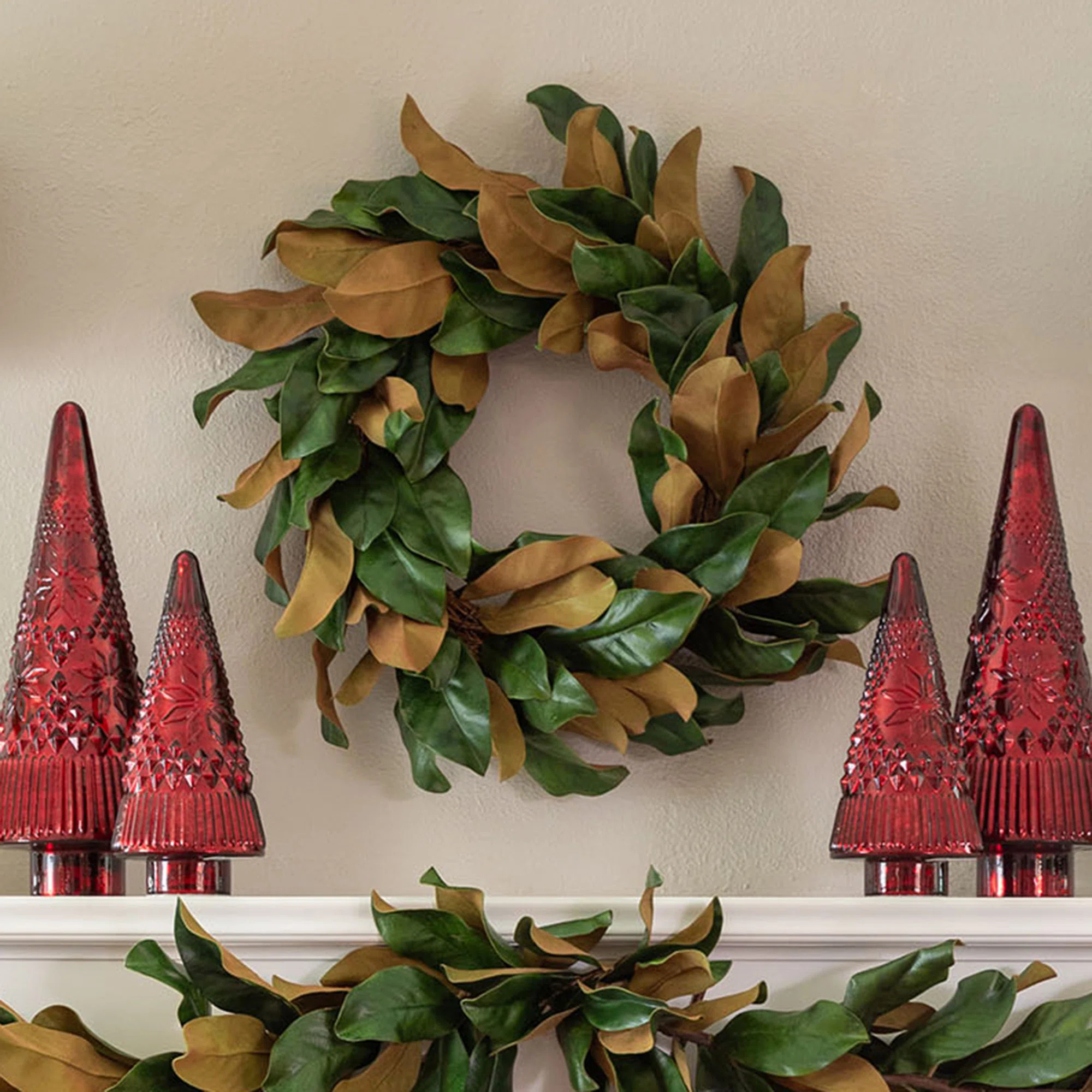 Faux Magnolia Polyester 26'' Wreath | Wayfair North America