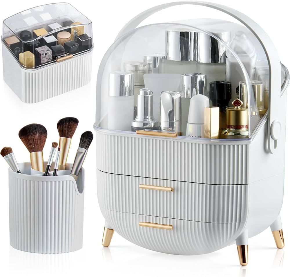 CANITORON Makeup Storage Organizer,Cosmetics Display Case with Brush,Lipstick Organizer and Trans... | Amazon (US)