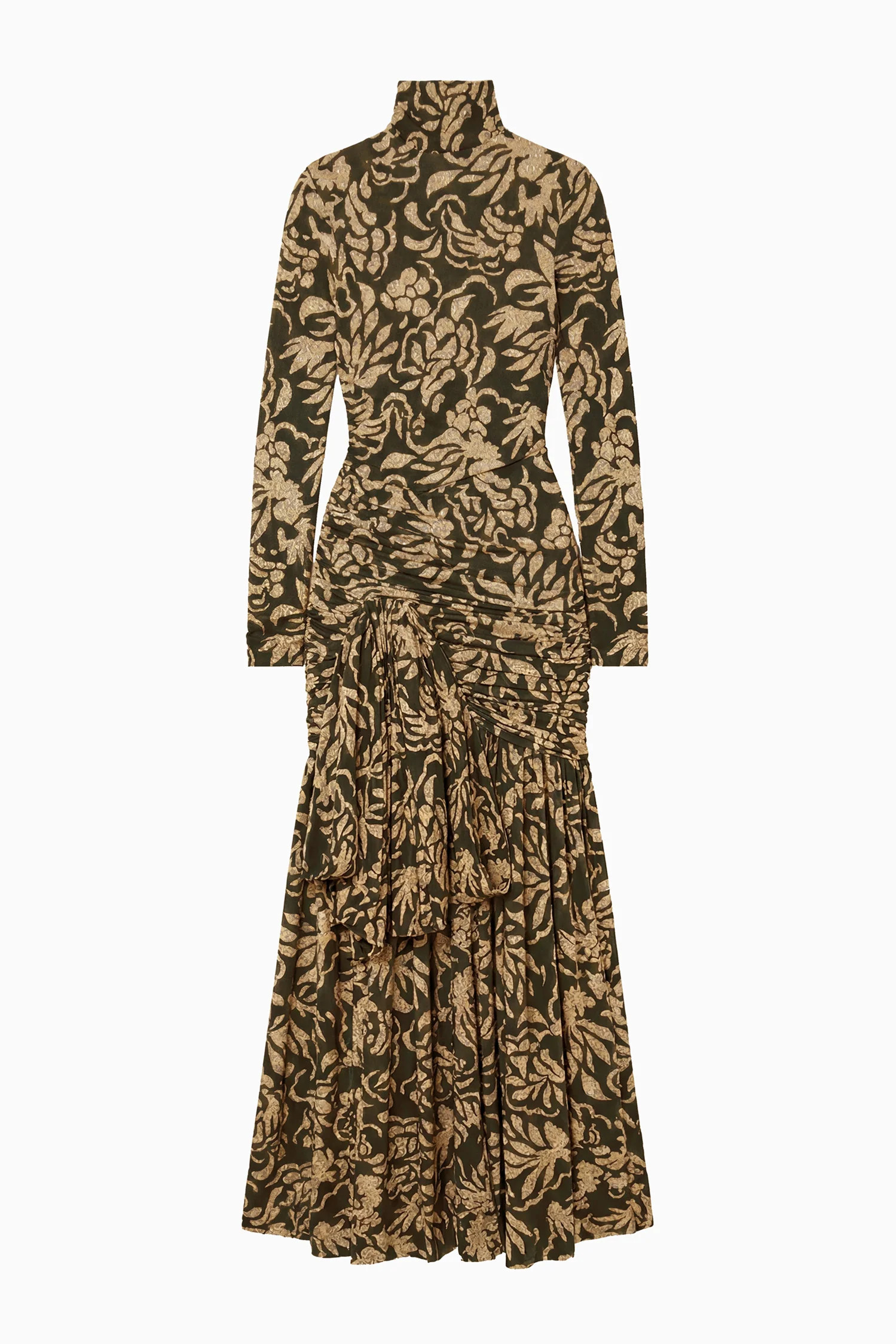 Katy Draped Jersey Dress - Khaki Floral | Ulla Johnson