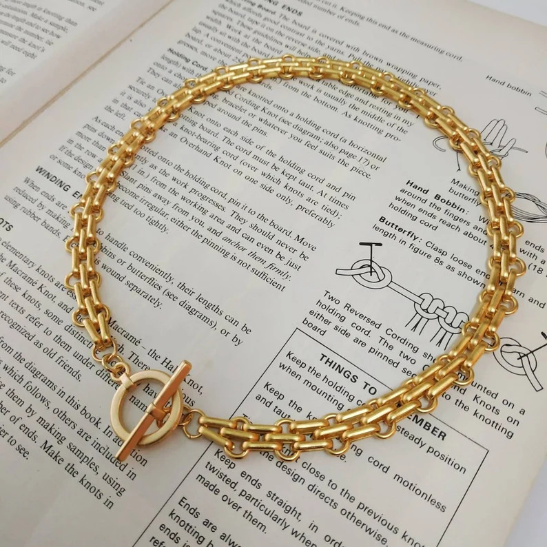 Gold chain choker, Statement necklace | Etsy (US)