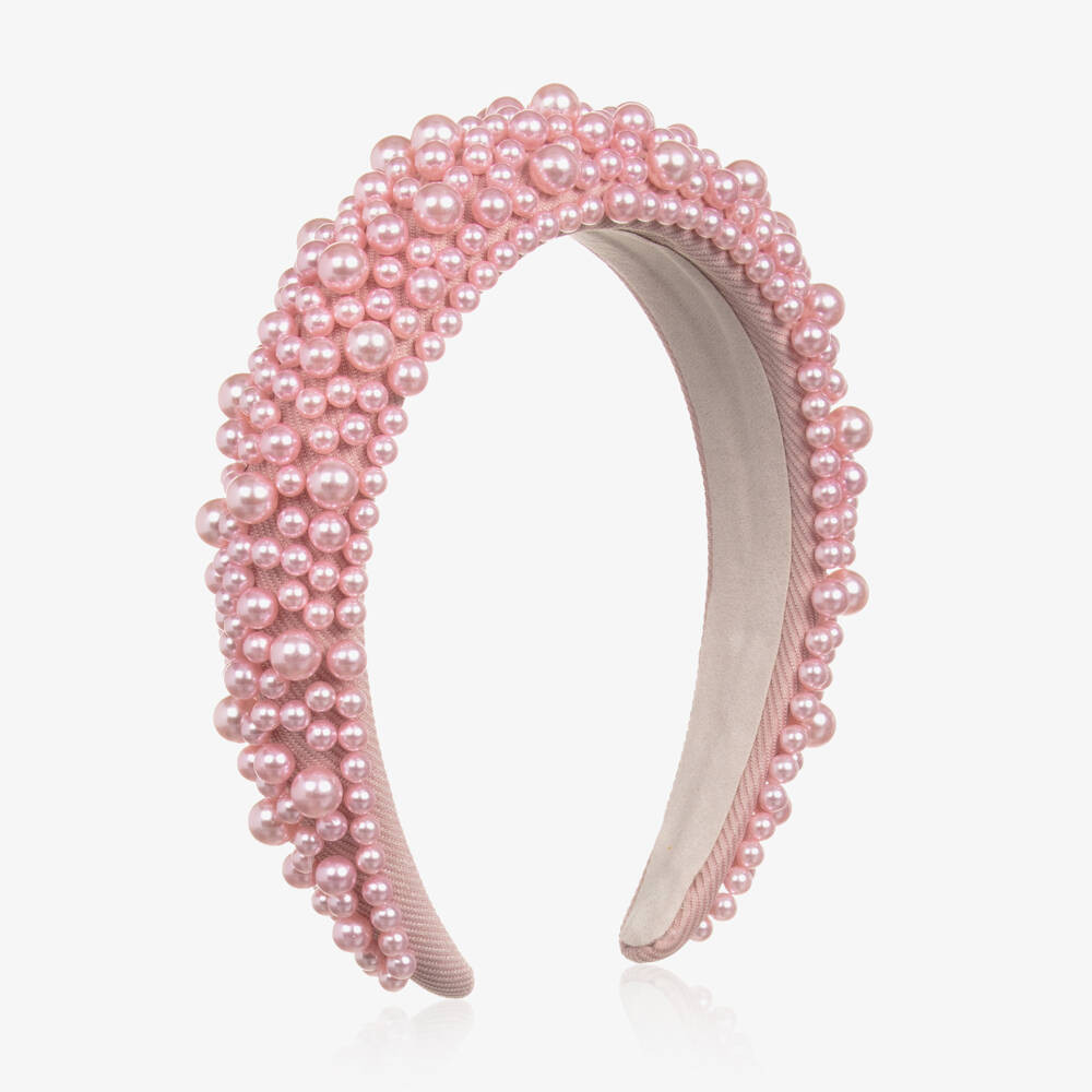 Bowtique London Girls Pink Beaded Hairband | Childrensalon
