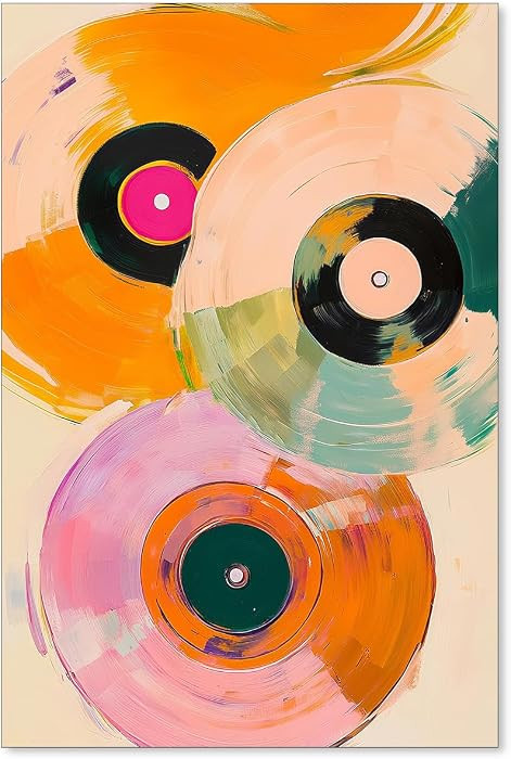 Colorful Record Player Poster Vintage Music Canvas Wall Art Modern Trendy Abstract Watercolor Pai... | Amazon (US)