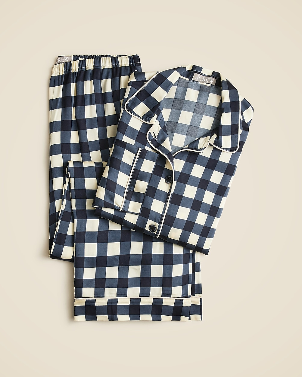 Soft shine pajama pant set in gingham | J. Crew US