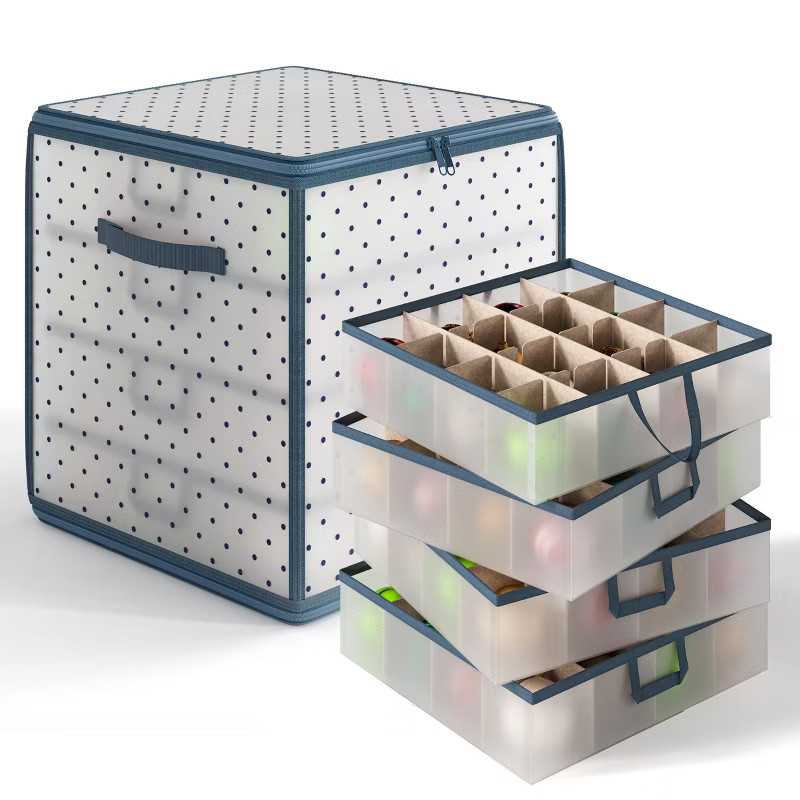 Hearth & Harbor Christmas Ornament Storage Box With 4 Inner Tray Dividers, Plastic Ornament Stora... | Target