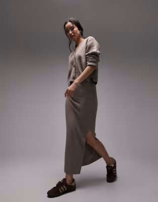 Topshop cardigan and skirt in mushroom | ASOS (Global)