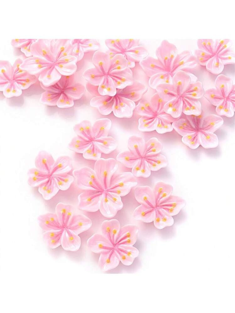 10pcs 21/28mm Resin Pink Color Cherry Blossom Flower Charms For Jewelry Making Cardmaking Hair Ac... | SHEIN