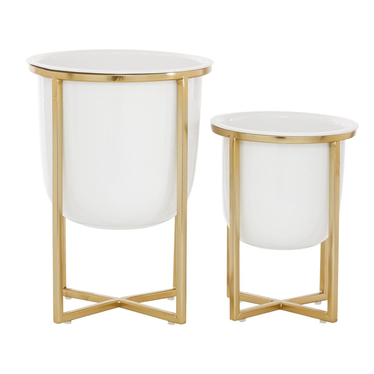 Set of 2 Planters with Metal Base White/Gold - CosmoLiving by Cosmopolitan | Target