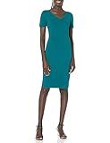 Lark & Ro Women's Short Sleeve V-Neck Sheath Sweater Dress, Green, Medium | Amazon (US)