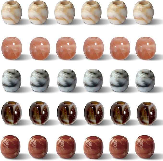 140pcs 12 * 12mm Barrel Macrame Acrylic Beads Mix 5 Color Hair Beads(Large Hole:5mm) | Amazon (US)