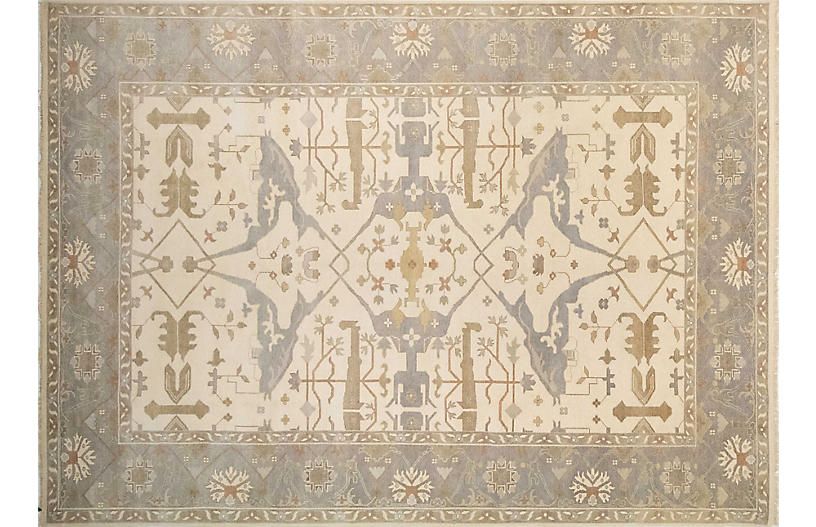 10'1"x14' Muti Oushak Rug, Ivory/Gray | One Kings Lane