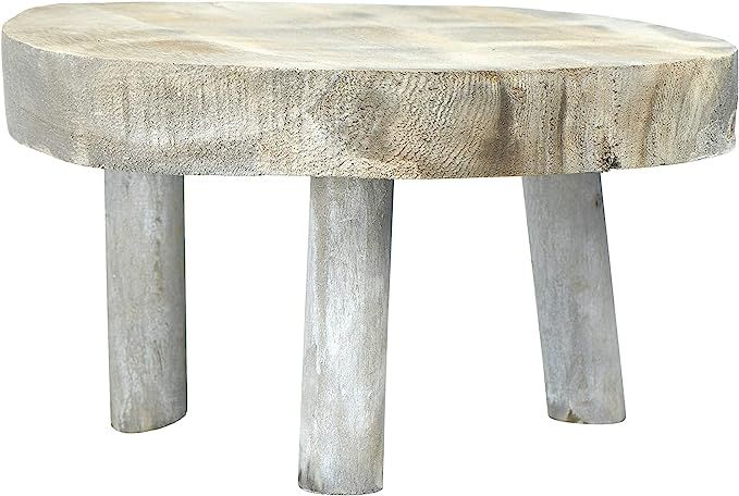 Creative Co-Op Paulownia Wood Gray Wash Pedestal, Grey | Amazon (US)