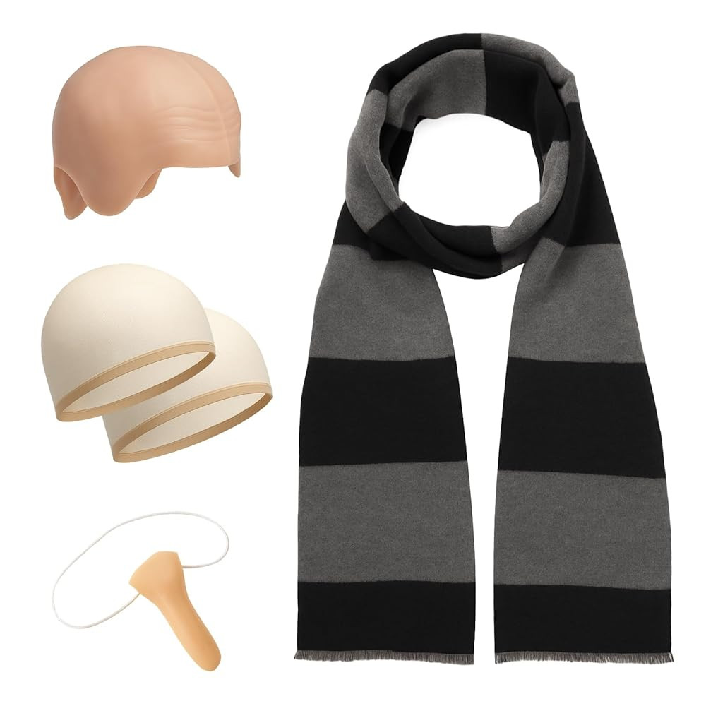 5 Pcs Halloween Costume Accessories Set for Adults - Extra Thick & Long Black Gray Striped Scarf,... | Amazon (US)