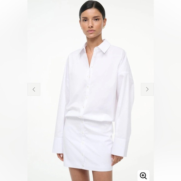 STAUD White Button-Front Mini Shirt Dress | Poshmark
