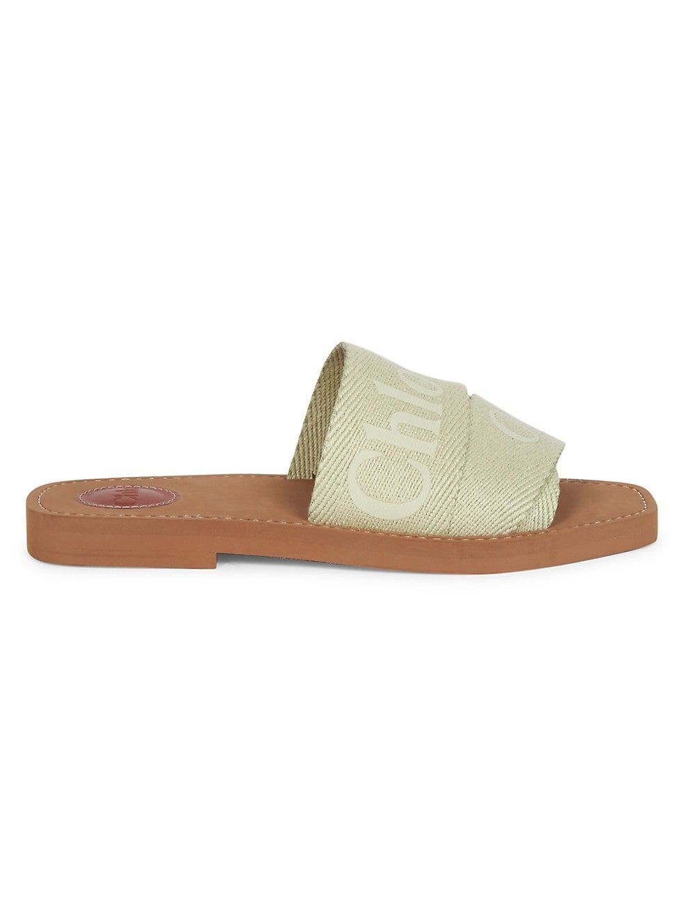 Chloé Chloé Woody Linen Flat Sandals | Saks Fifth Avenue