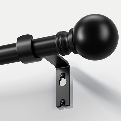 Black Curtain Rods for Windows 72 to 144 Inch 1" Diameter Heavy Duty Metal Adjustable Extra Long Blackout Traverse Window Treatment Rods with Decorative Finials Doorway Living Room Bedroom Kitchen | Amazon (US)