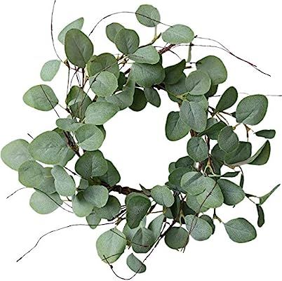 idyllic Eucalyptus Leaves Wreath Metal Polyester Fabric Paper Round Green Wreath 16 Inches for Th... | Amazon (US)