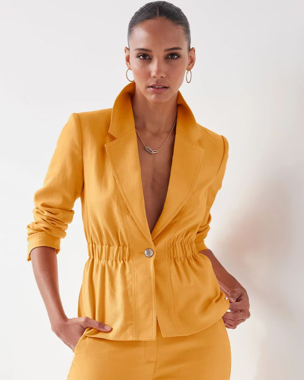 Ruched Twill Jacket | White House Black Market