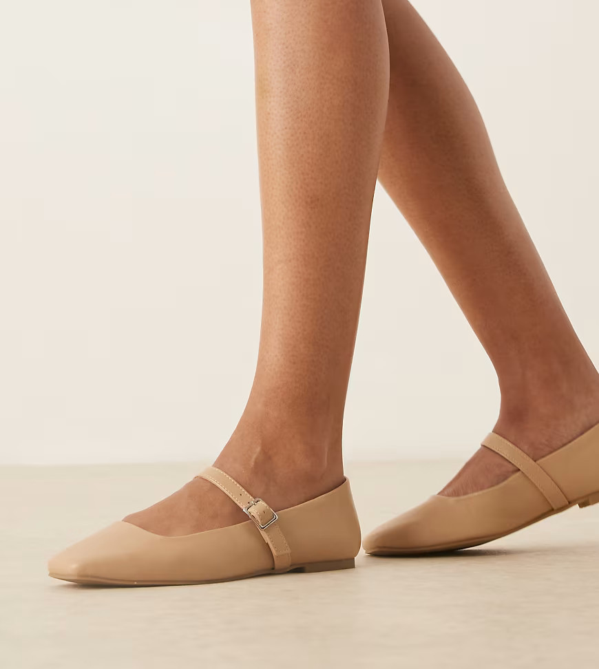 ASOS DESIGN Wide Fit Lottie Mary Jane Ballet in beige-Neutral | ASOS (Global)
