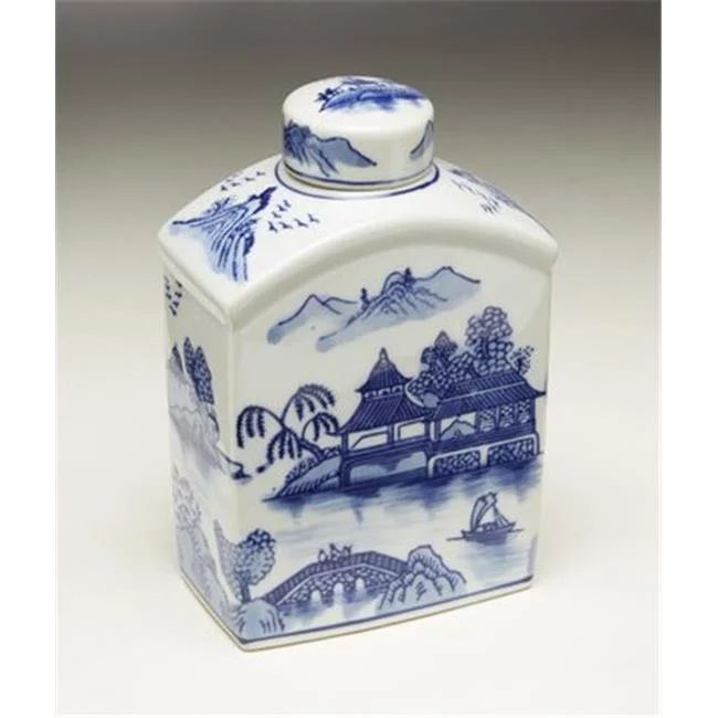 AA Importing 59788 Blue And White Square Jar With Lid | Walmart (US)
