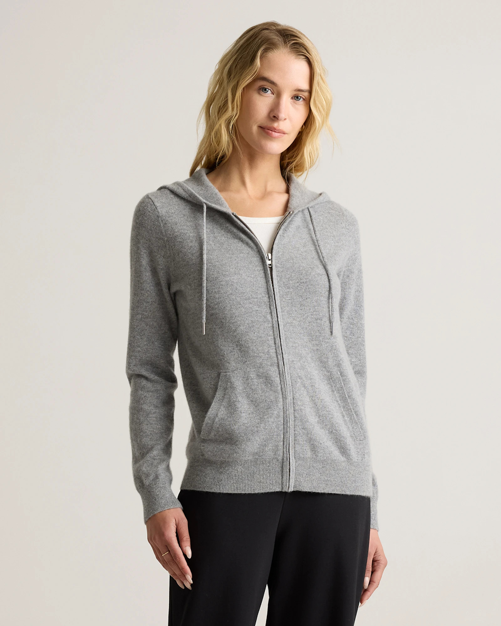 Cashmere Zip Hoodie | Quince in Heather Grey | Quince