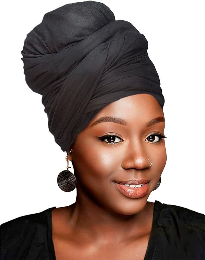 HOMELEX Head Wraps Turbans Stretch Jersey Knit Headwraps Wrap Turban Scarf Tie for Women | Amazon (US)