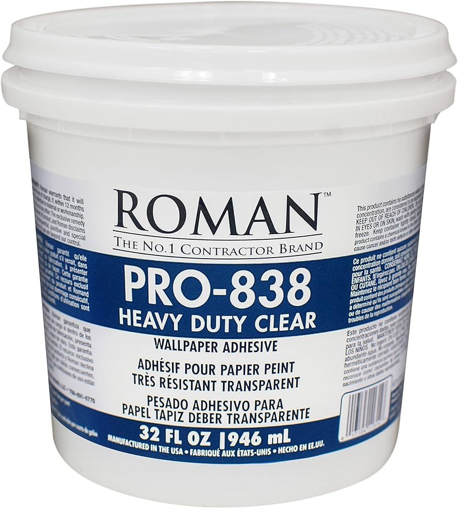 ROMAN Products Heavy Duty Wallpaper Adhesive, Commercial Grade for Heavy Wall Hangings, Clear, PR... | Amazon (US)