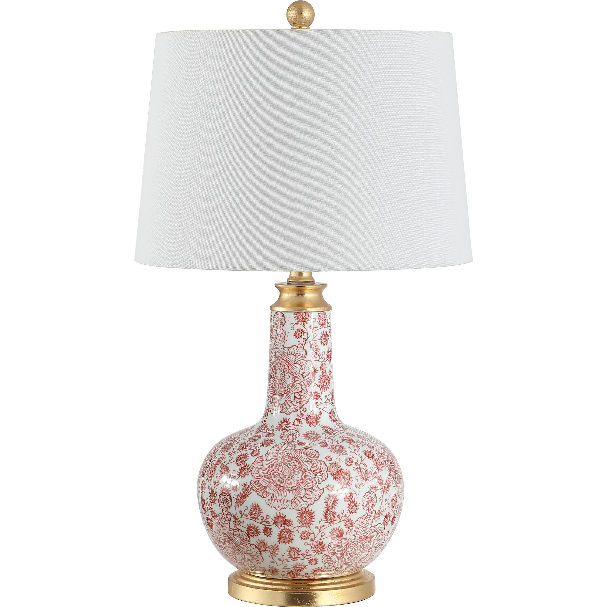 Leia Ceramic Table Lamp, Red/White | Maisonette
