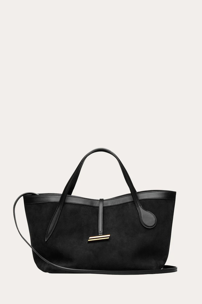 Petite Penne Tote Suede Black | LITTLE LIFFNER