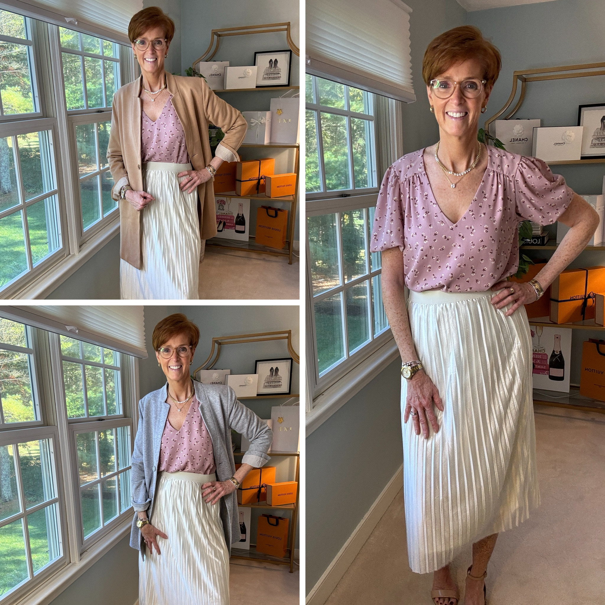 Gibsonlook for the fall and for the holidays
Ready to refresh your wardrobe with elegant, classic pieces that seamlessly blend into your everyday style? I’m sharing 8 beautiful items gifted to me by Gibsonlook that are perfect for fall—and trust me, you’ll want them all! From versatile blazers to flattering skirts, these pieces are designed to elevate your look with ease.

* Pale Mauve V-Neck Short Sleeve Floral Blouse: Feminine florals meet soft tones, ideal for layering under your favorite jackets.

* Cream Pleated Skirt: A classic pleated design that pairs perfectly with both casual and dressy looks.

#LTKStyleTip #LTKHoliday #LTKOver40