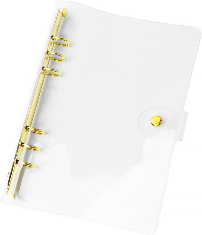 NatSumeBasics Clear A5 Binder Cover Gold 6-Ring 6.7"x9.2" Folders Refillable Soft Notebook Shell ... | Amazon (US)
