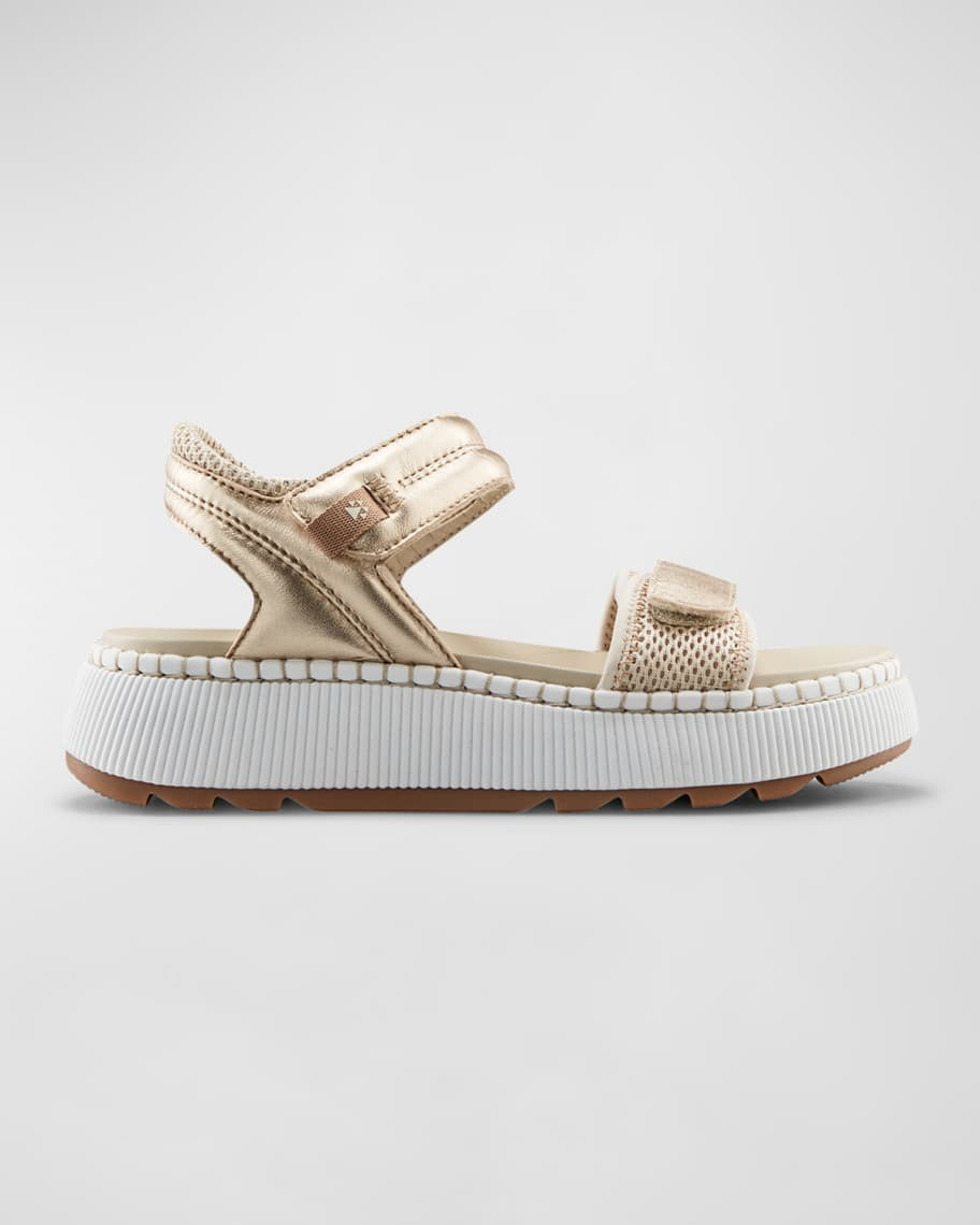 Spritz Metallic Leather Grip-Strap Sandals | Neiman Marcus