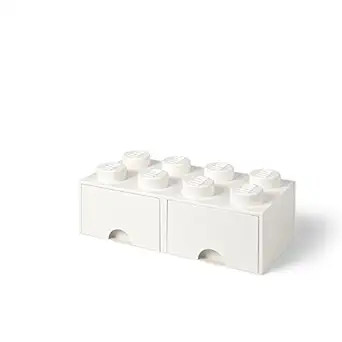 LEGO Brick Drawer, 8 Knobs, 2 Drawers, Stackable Storage Box, White | Amazon (US)