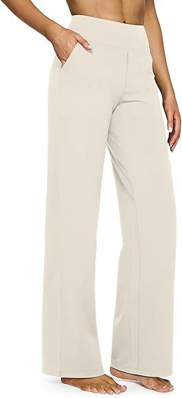 G4Free Yoga Pants Women Wide Leg Pants with Pockets High Waist Stretch Dress Casual Sweatpants Pe... | Amazon (US)