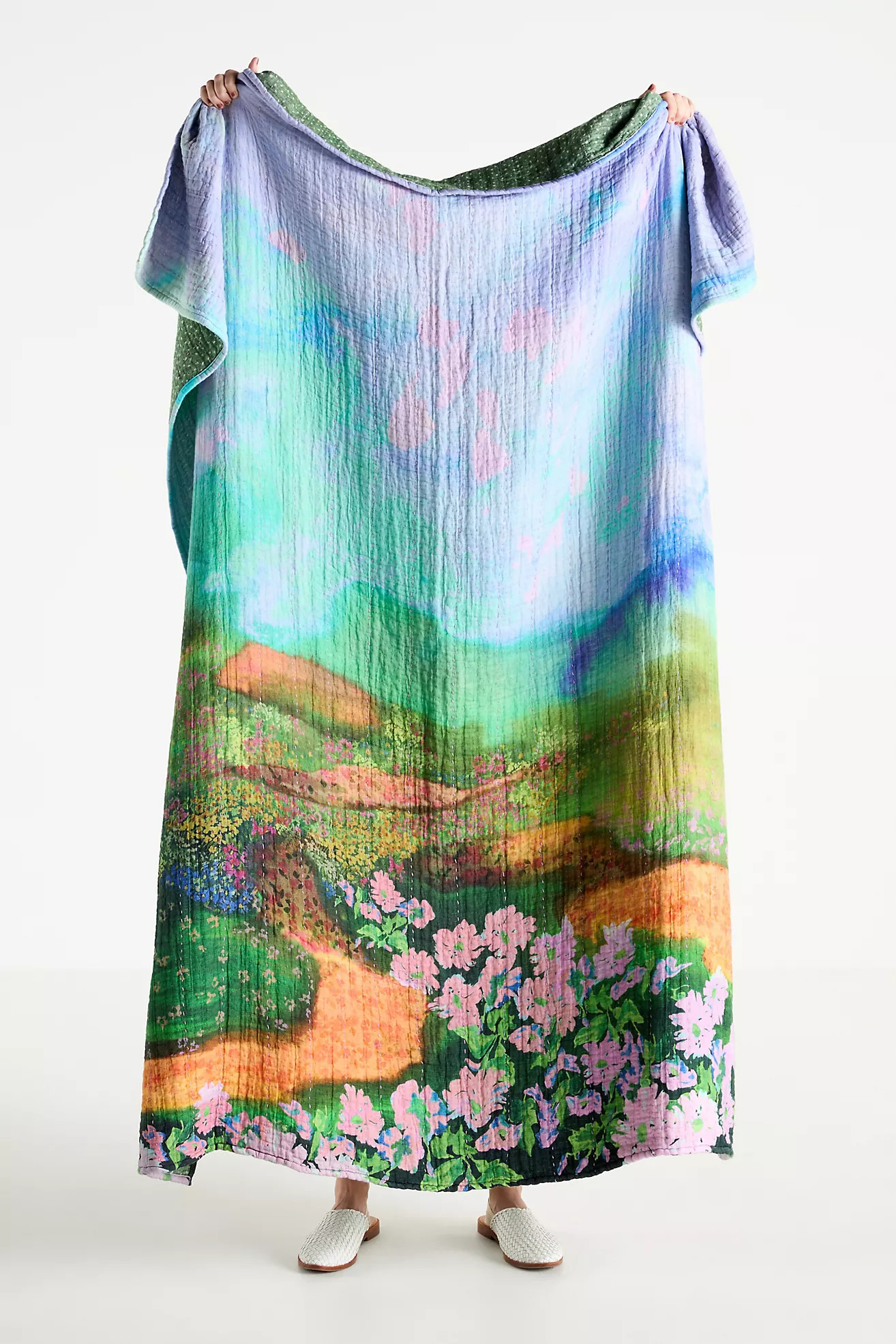 Gemma Floral Printed Cotton Throw Blanket | Anthropologie (US)