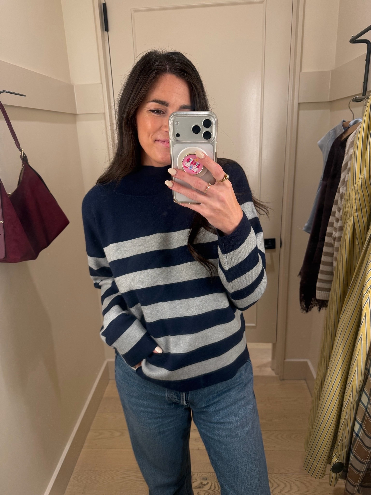 Blue striped mock neck sweater for fall

#LTKootd #LTKSeasonal