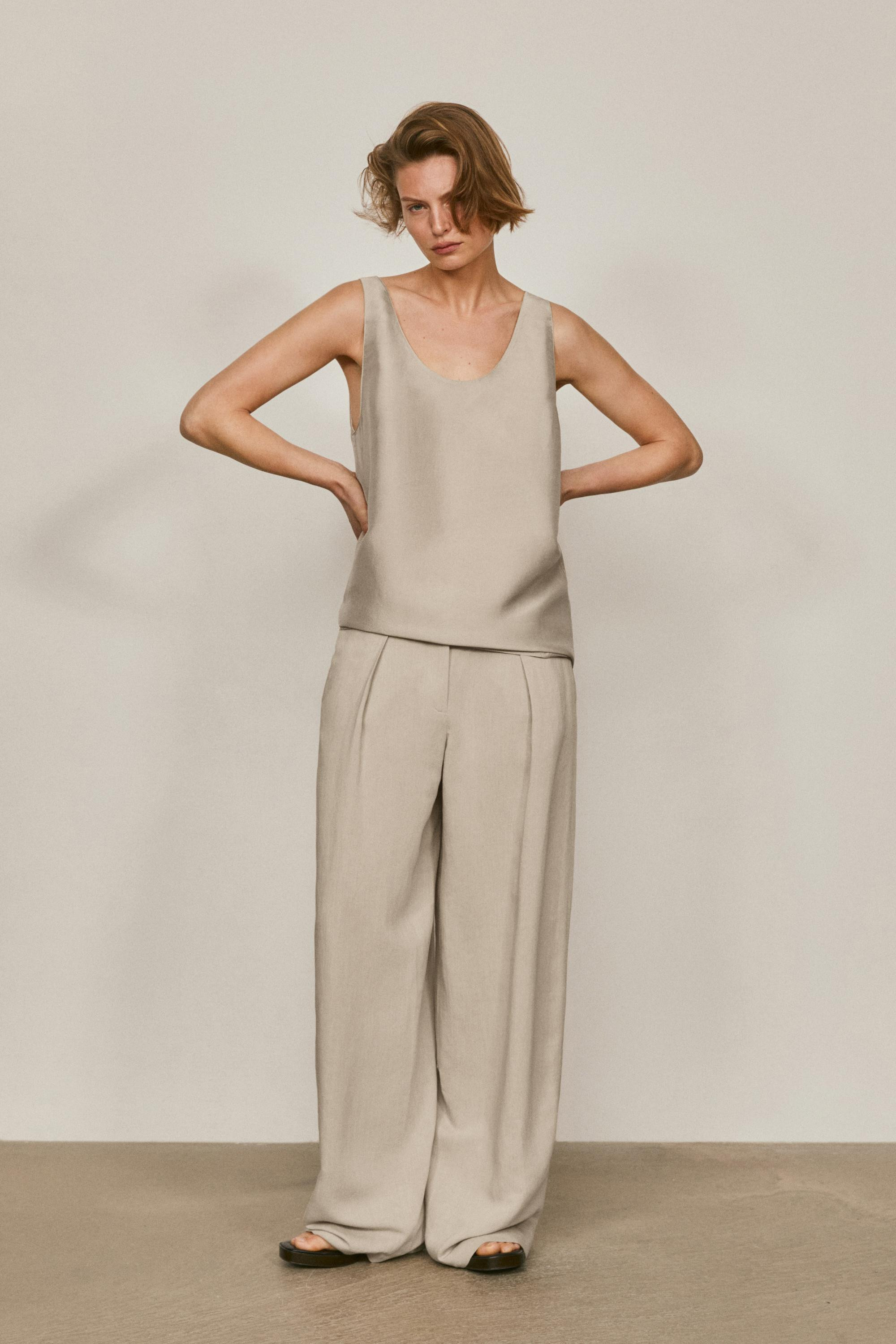 100% silk wide strap top - LIMITED EDITION | Massimo Dutti US