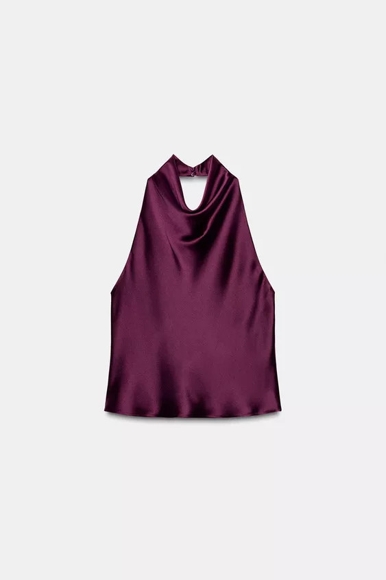 SATIN EFFECT HALTER TOP | Zara US