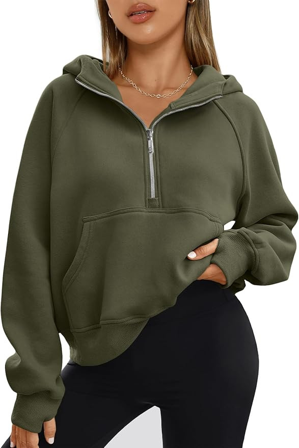 AUTOMET Half Zip Sweatshirts Cropped Hoodies Fleece Jackets Womens Quarter Zip Up Pullover Fall O... | Amazon (US)