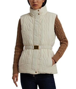 Lauren Ralph Lauren Cable-Quilted Down Funnel Neck Vest | Dillard's | Dillard's