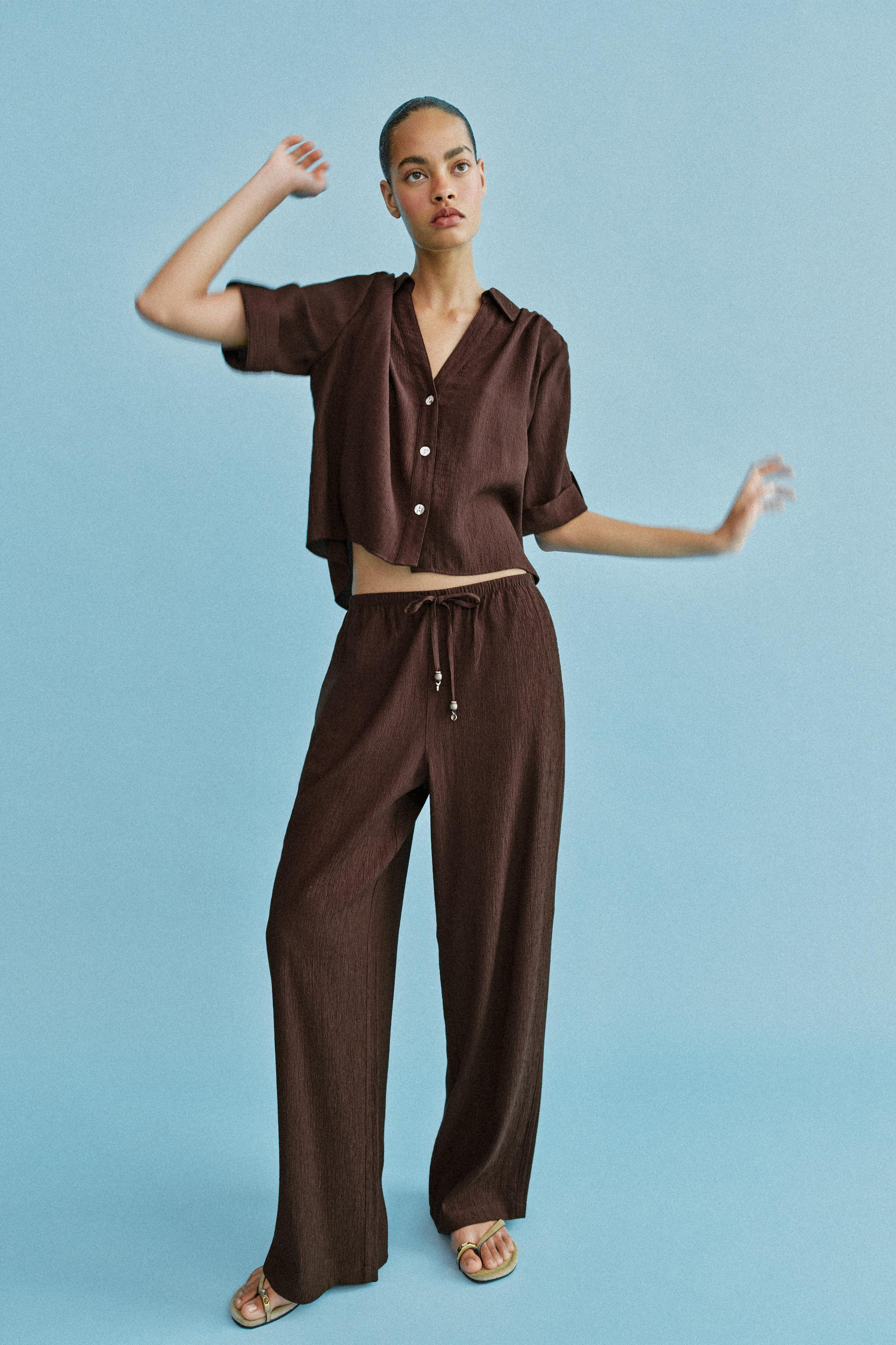 FLOWY STRAIGHT LEG PANTS | Zara US