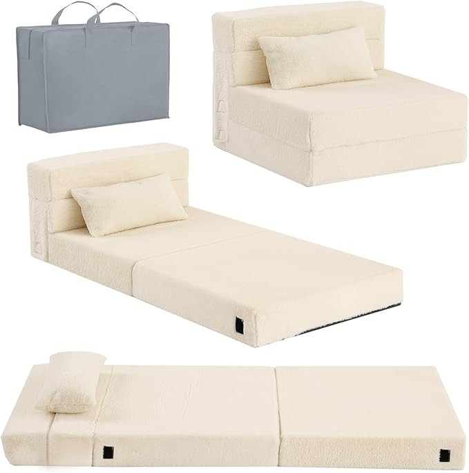 Tiita Folding Sofa Bed Floor Mattress for Kids, Glow Tri Folding Mattress Kid Fold Up Sofa Futon ... | Amazon (US)