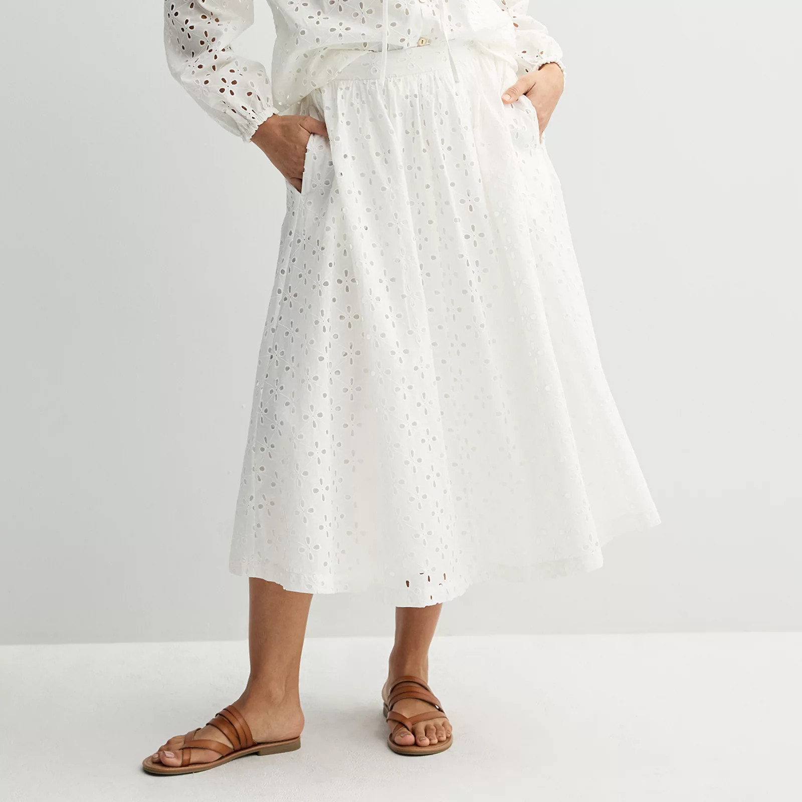 Women's Nine West A-Line Midi Skirt, Size: XL, White Knight | Kohl's