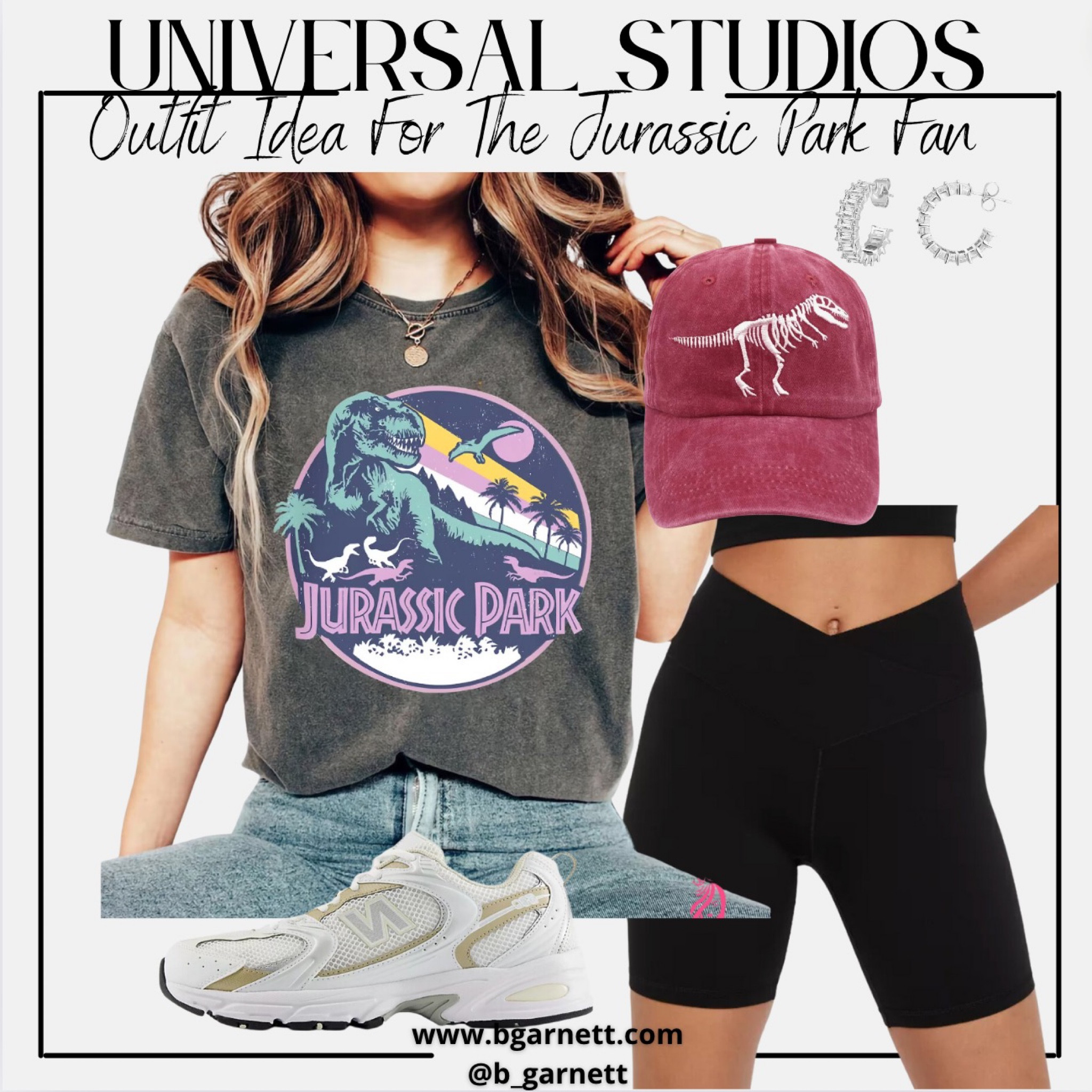 Universal Studios Outfit Idea 

Jurassic park | biker shorts | summer outfit | oversized | oversized tshirt | travel outfit | theme park outfit | new balance | sneakers | dinosaur | universal studios outfits | universal outfit 
