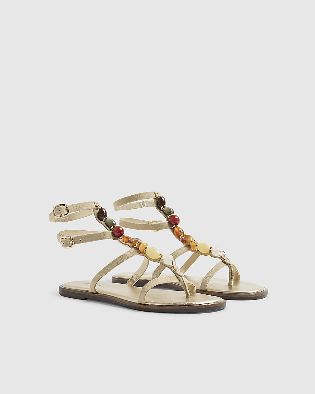 Beige Gem Embellished Gladiator Sandals | River Island UK & IE