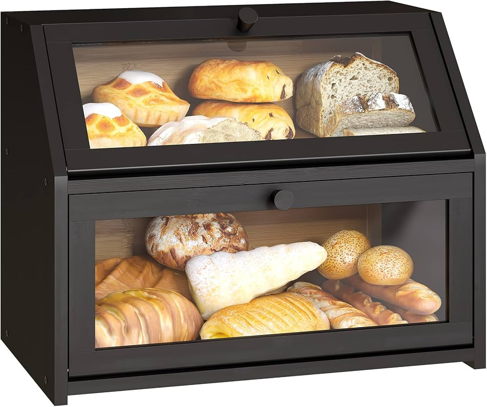 Bread Storage Farmhouse Bread Box For Kitchen Countertop Bread Container With Clear Window Breadb... | Amazon (US)